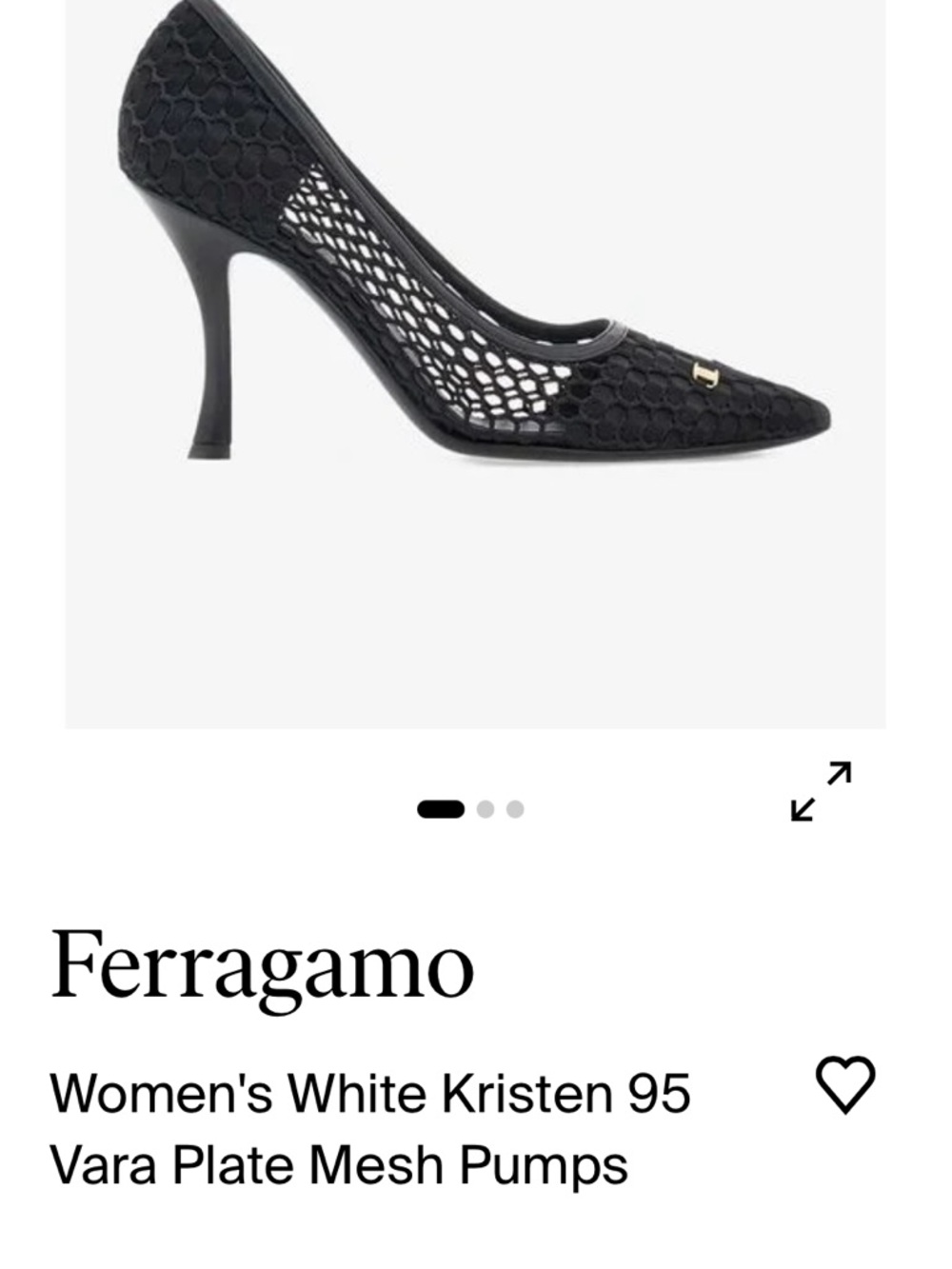 Salvatore Ferragamo Black Mesh Kristen Pumps with Gold Vara Plate